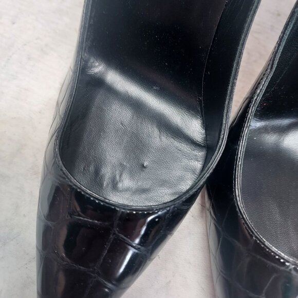 Christian Louboutin Patent Black Kate Crocodile Croc Pump Shoe - Picture 9 of 12